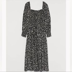 Black Floral Smoked Dress H&M